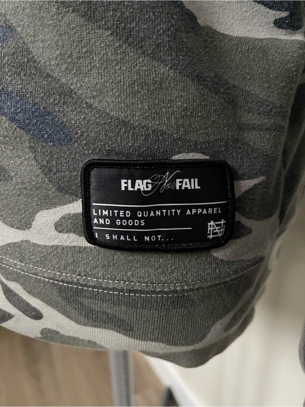 Flag Nor Camo Pullover Hoodie with Script Logo - Grey/Green - Picture 4 of 5